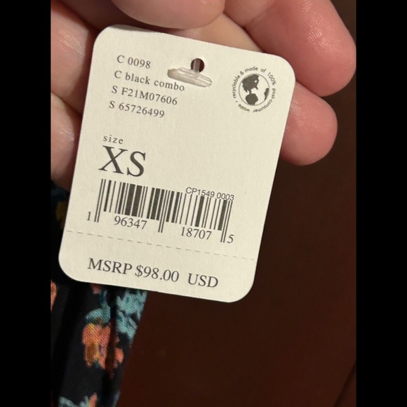 Free People One Intimately Adella Floral Mini Dress Black Combo Size XS - NWT - Picture 11 of 16